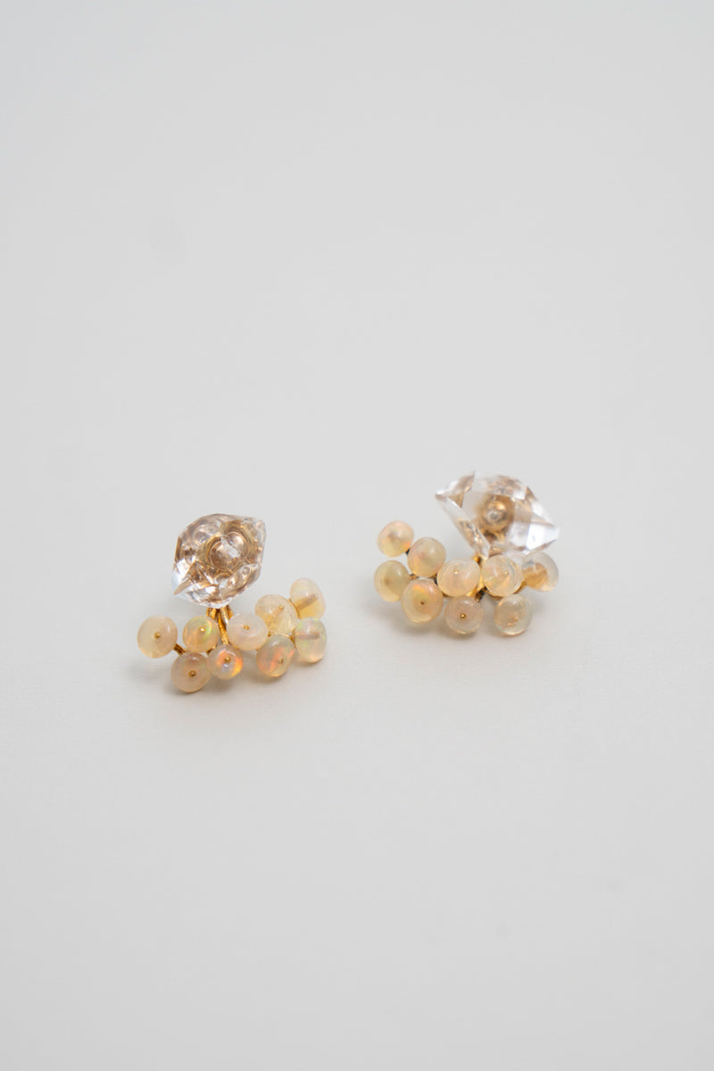 bohem fairy earrings ハーキマークォーツ×オパールピアス/K10 – patchouli