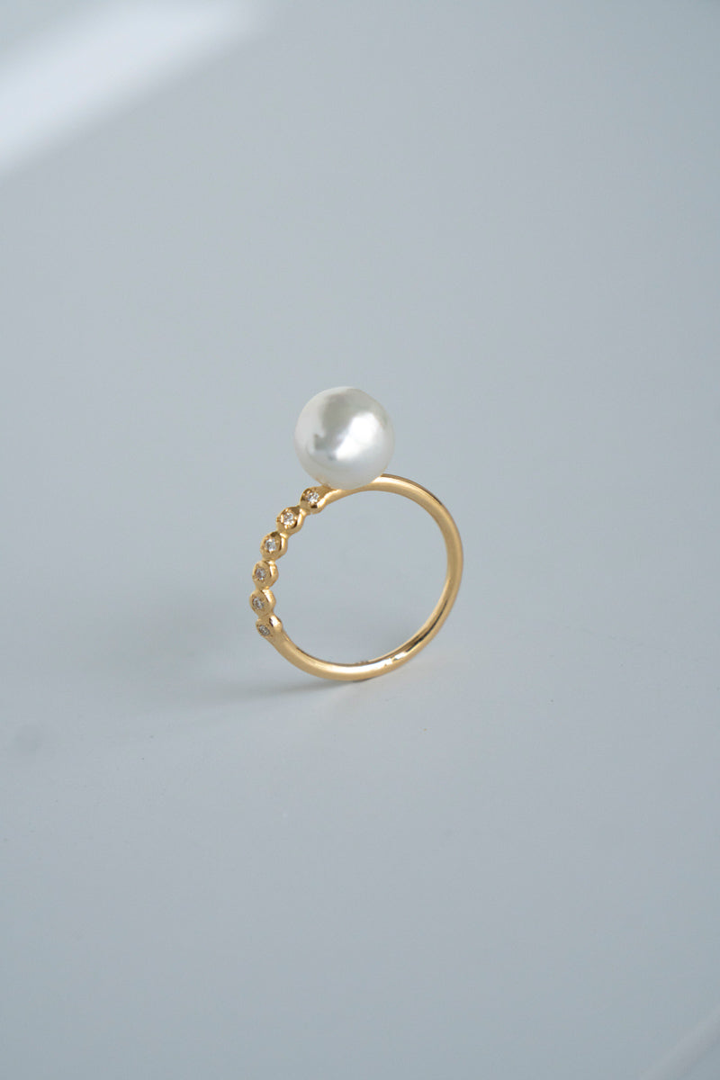 MINIMUMNUTS Cupring broque pearl diamond ring バロックパールリング