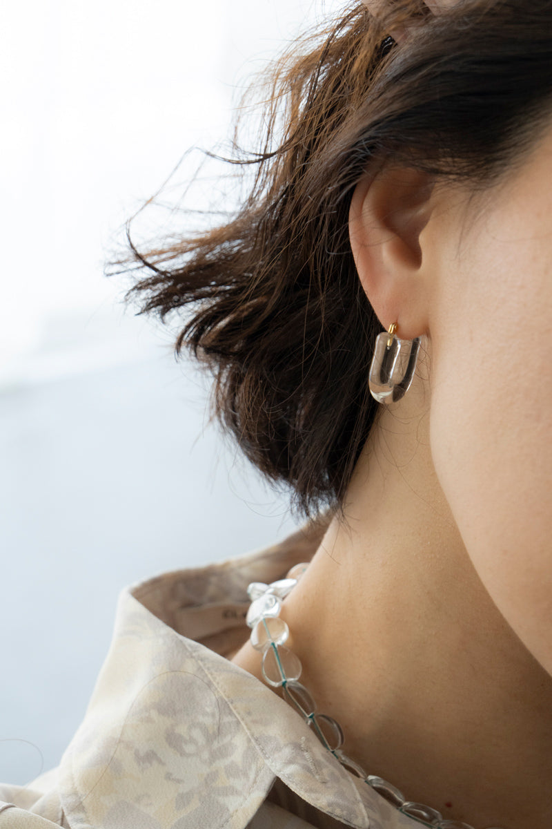 YAGA U glass hoop pierce ガラスUピアス /clear – patchouli