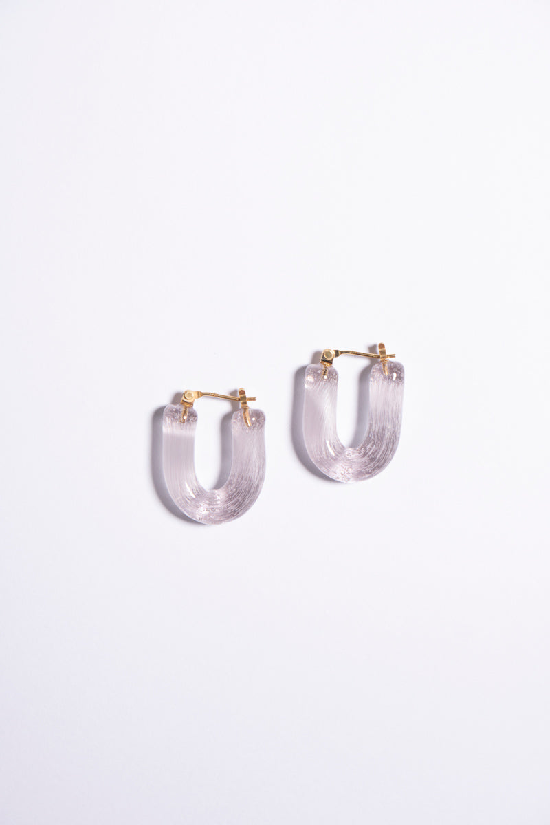 YAGA U glass hoop pierce ガラスUピアス /phaze pink – patchouli