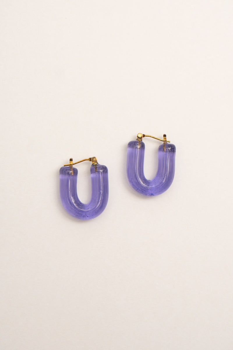 YAGA U glass hoop pierce ガラスUピアス /purple – patchouli