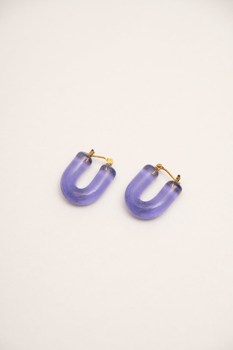 YAGA U glass hoop pierce ガラスUピアス /purple – patchouli