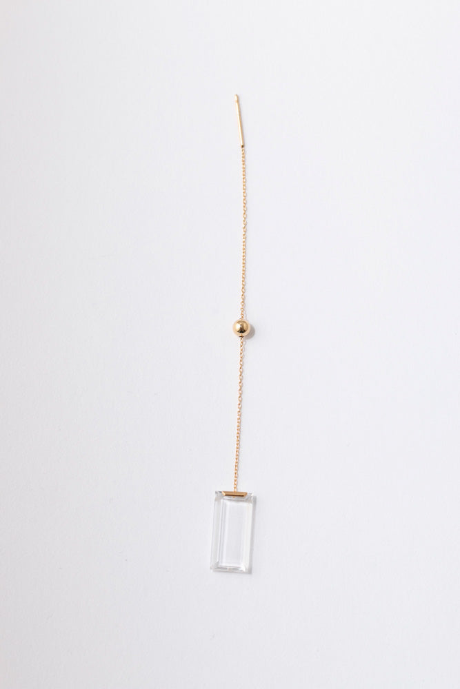 simmon Seta Rectangle quartz chain pierced earring 長方形クォーツ 