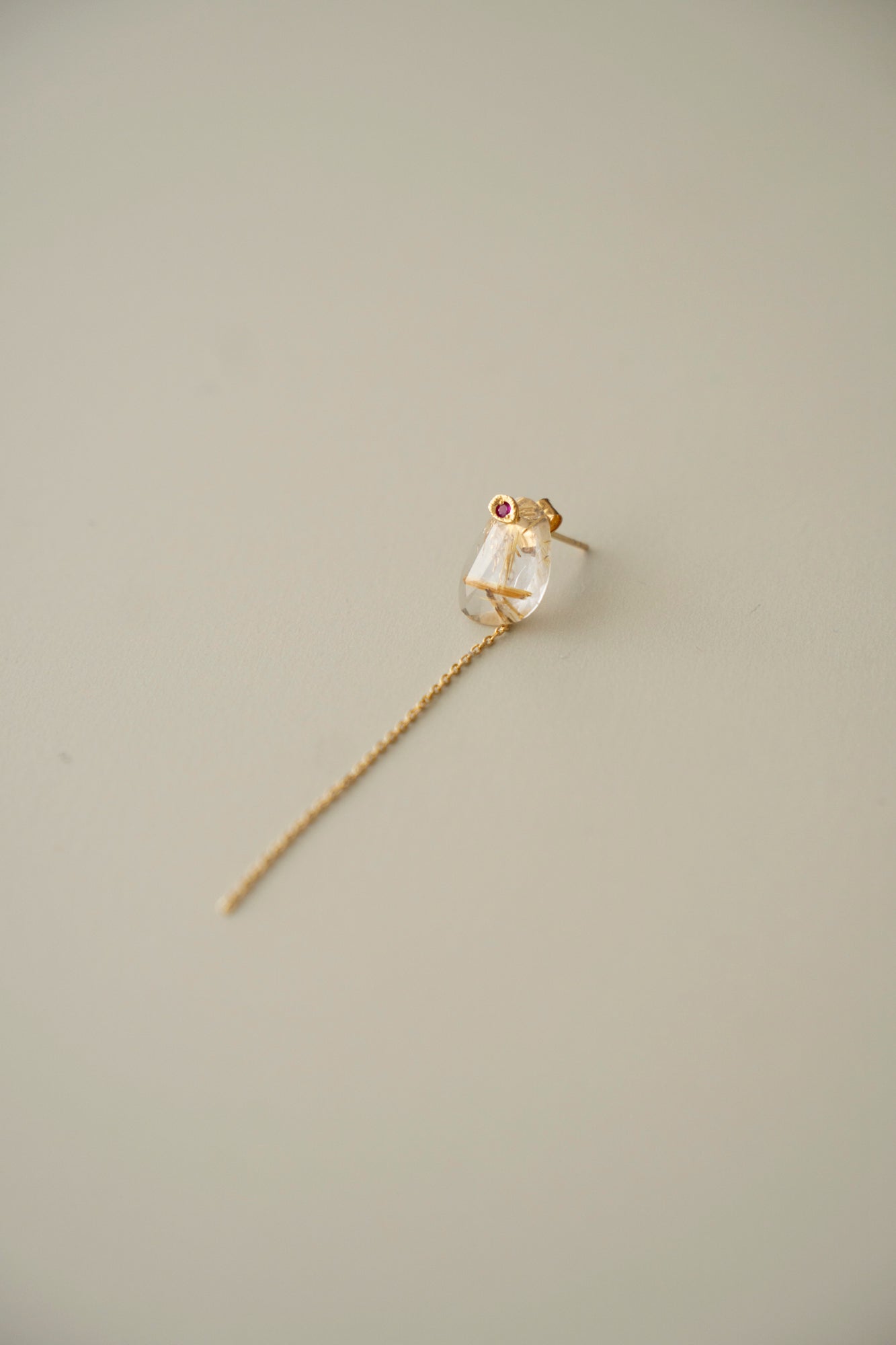 MONAKAjewellery flat golden rutile quartz pierce ゴールデンルチル