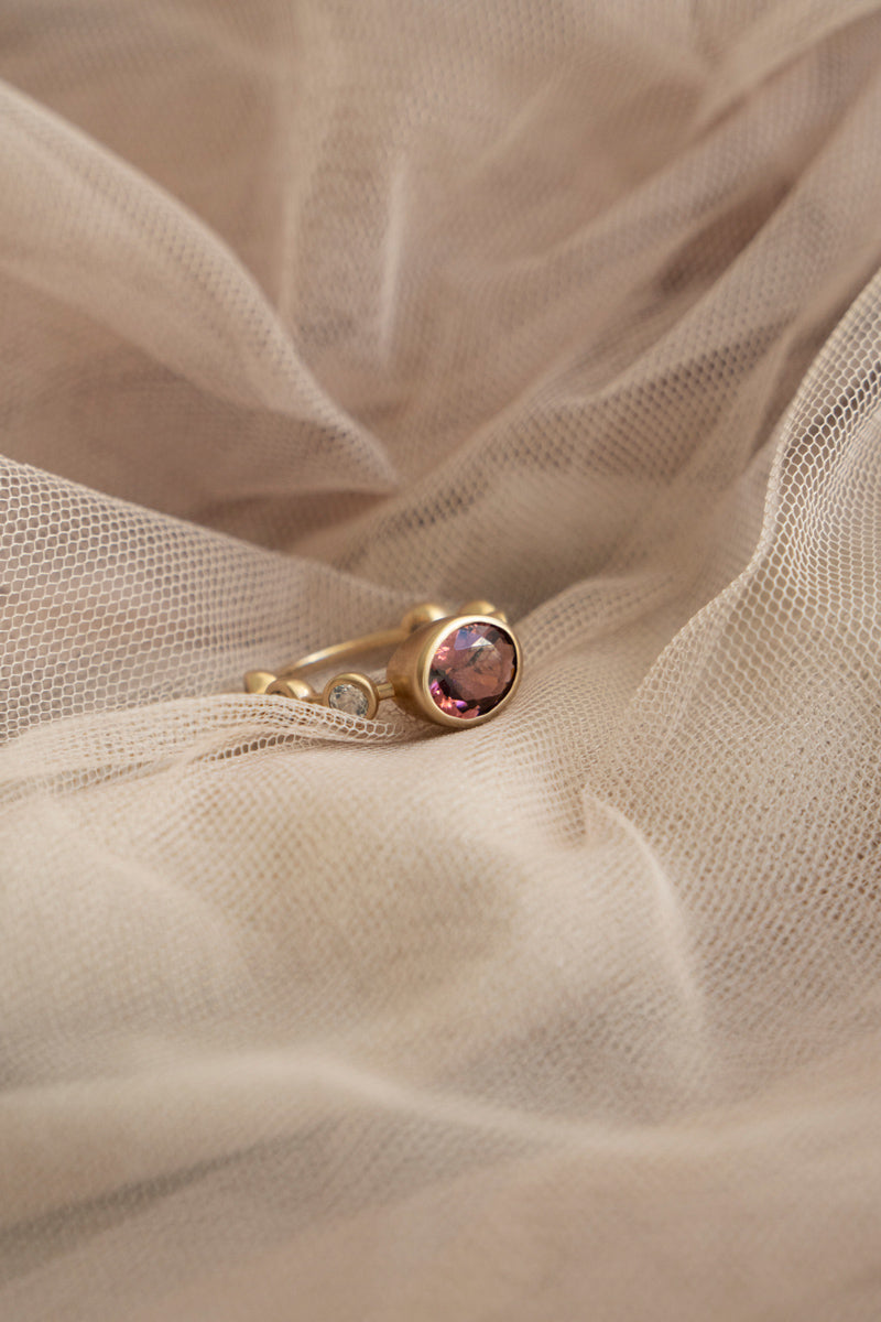 bohem Q collection Pink tourmaline ring /K10