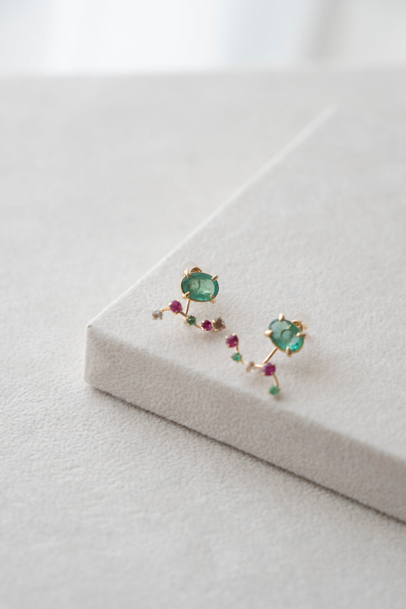 patchouli 別注 bohem fairy earrings Emerald pierced earrings /K10