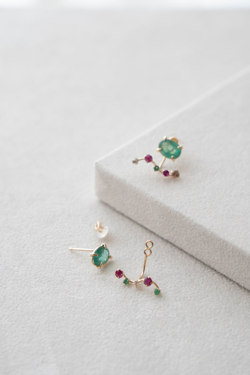 patchouli 別注 bohem fairy earrings Emerald pierced earrings /K10