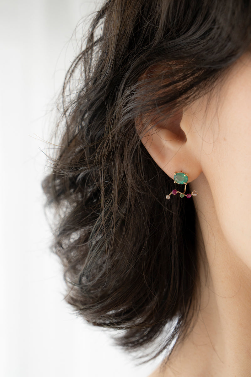 patchouli 別注 bohem fairy earrings Emerald pierced earrings /K10