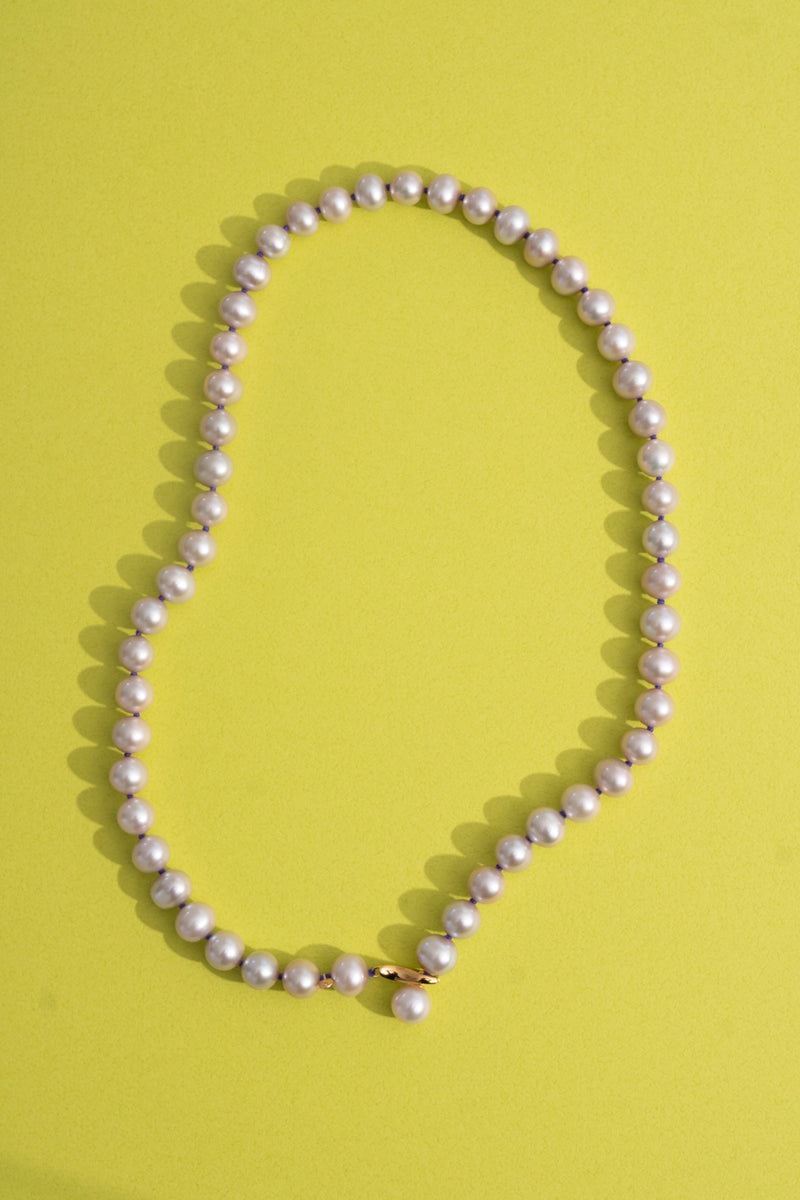 bohem Fresh Pearl Short Necklace Purple