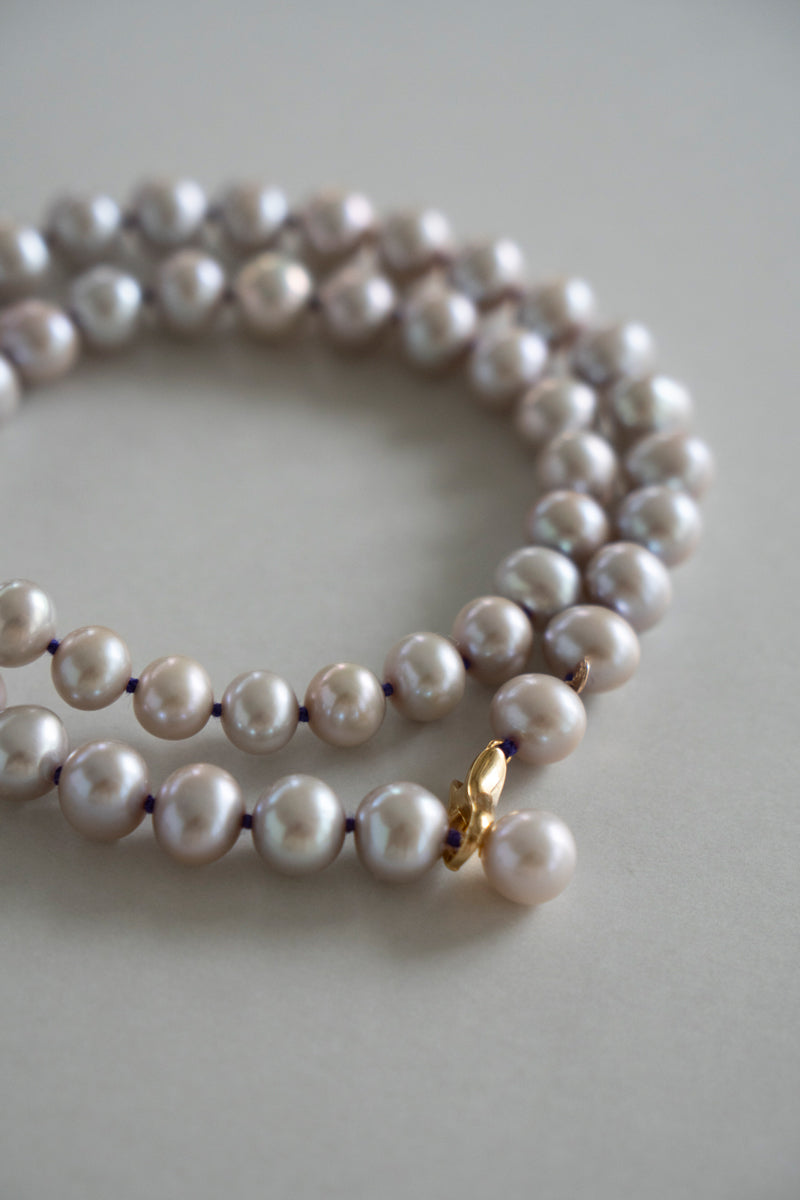 bohem Fresh Pearl Short Necklace Purple