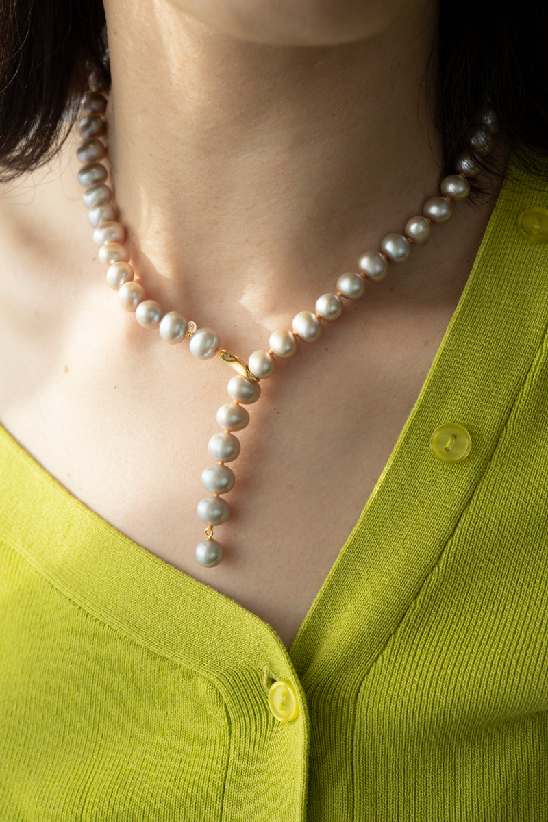 bohem Fresh Pearl Short Necklace Yellow