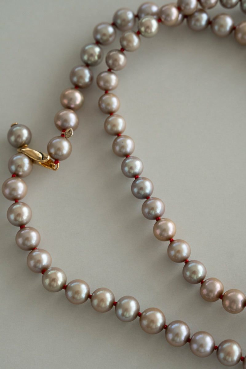 bohem Fresh Pearl Middle Long Necklace Red