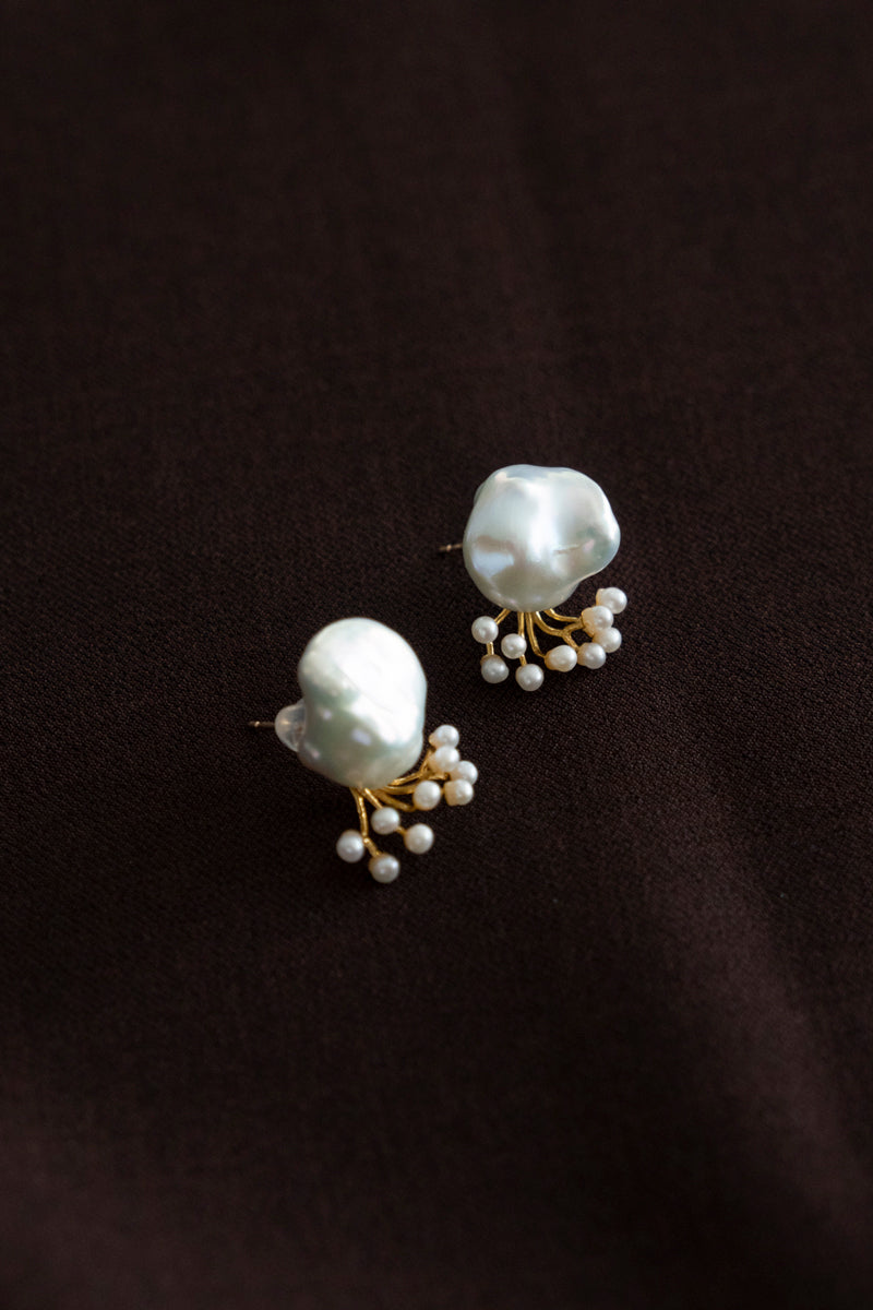 bohem fairy earrings Fresh water Pearl pierced earrings