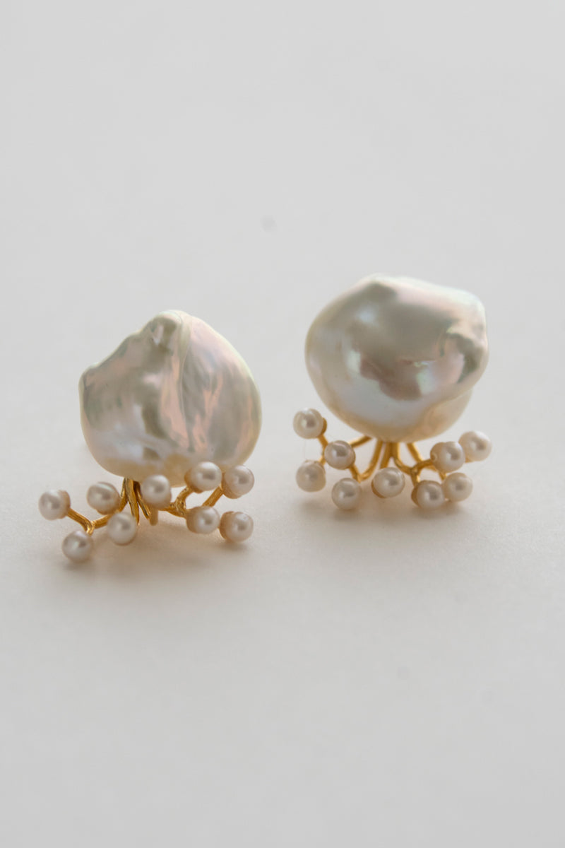 bohem fairy earrings Fresh water Pearl pierced earrings