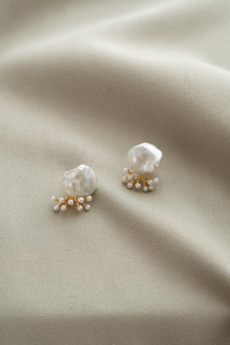 bohem fairy earrings Fresh water Pearl pierced earrings