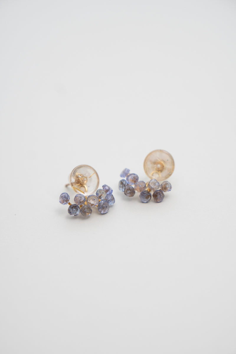 bohem fairy earrings Rutilated quartz &amp; tanzanite earrings/K10