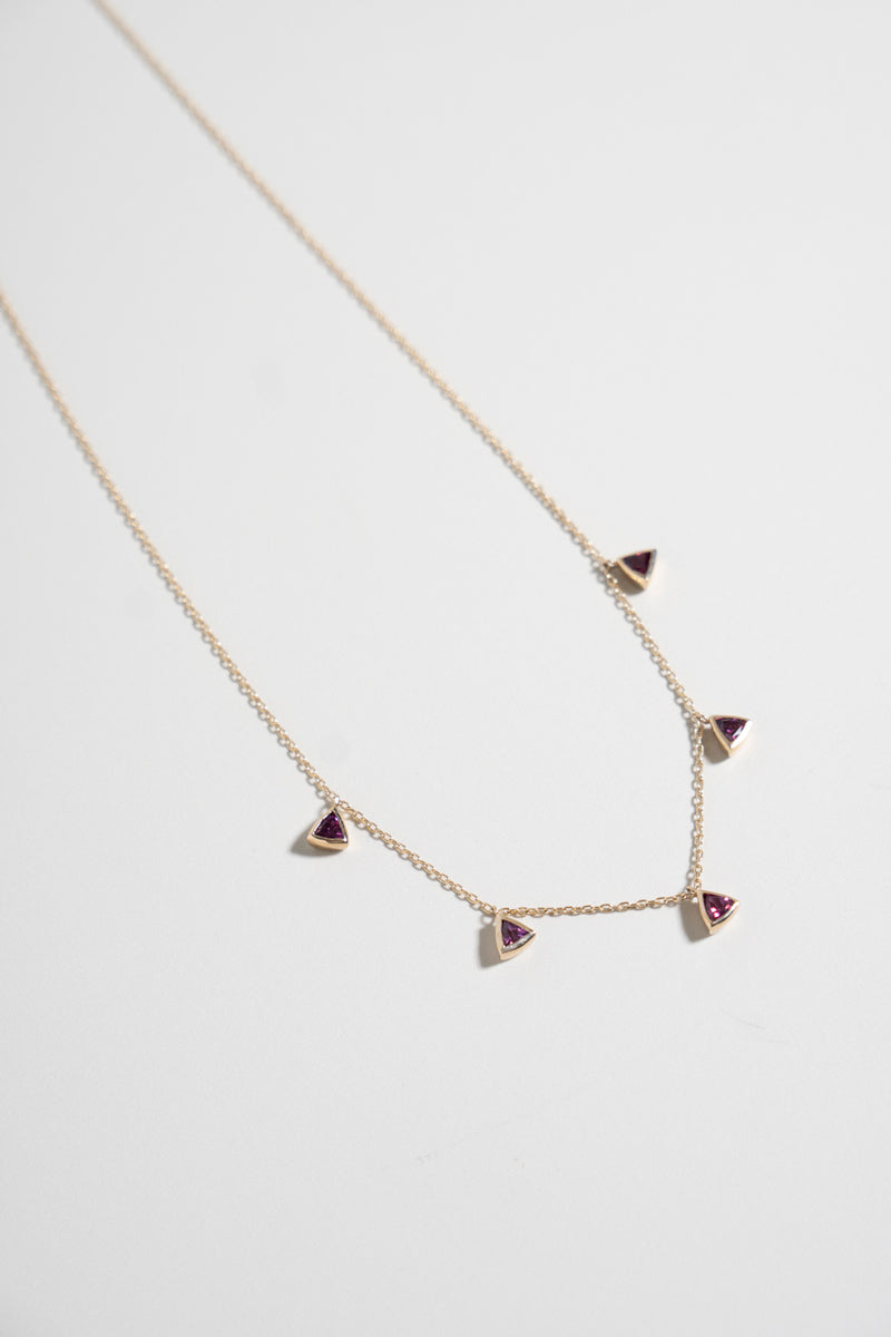 bohem Queen triangle rhodolite garnet necklace /K10