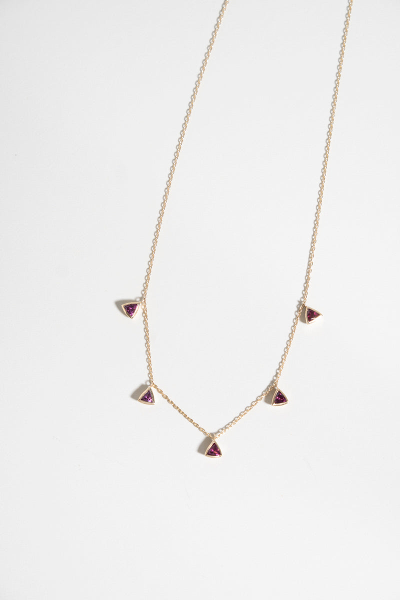 bohem Queen triangle rhodolite garnet necklace /K10