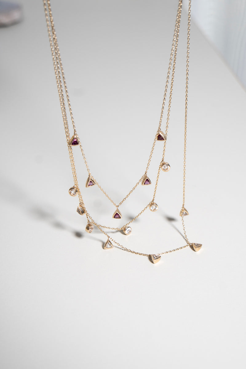 bohem Queen triangle rhodolite garnet necklace /K10