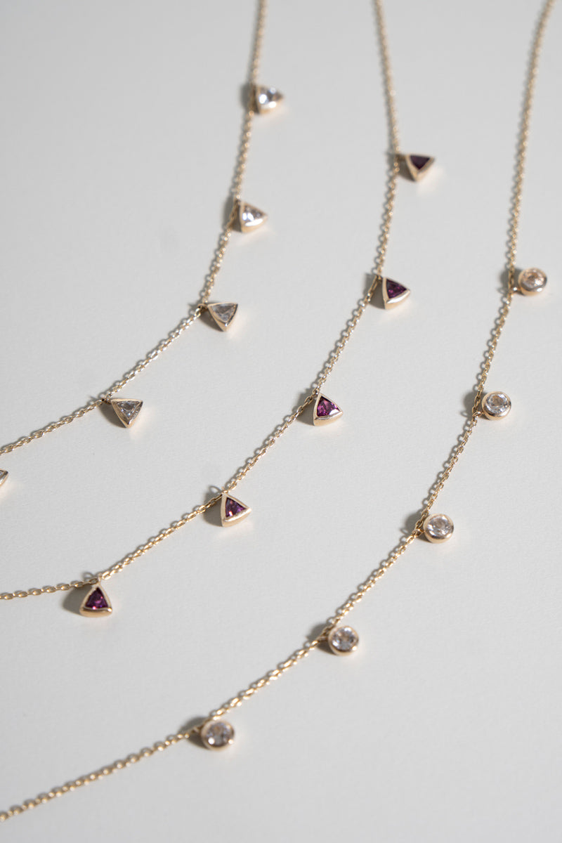 bohem Queen triangle rhodolite garnet necklace /K10