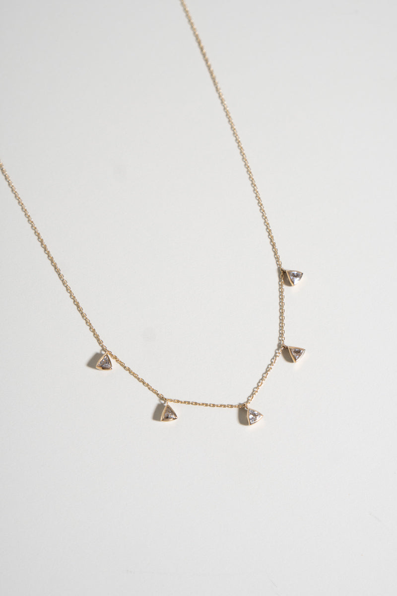 bohem Queen triangle white topaz necklace /K10