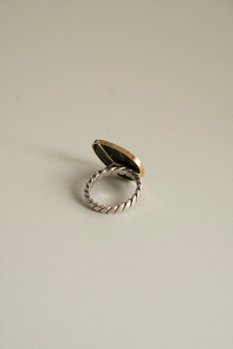 LiniE AIR ring black zebra /K18&Silver