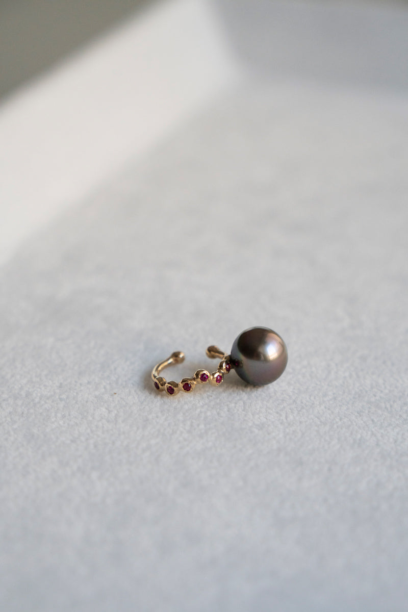 MINIMUMNUTS South sea pearl cup ruby ​​ear cuff South sea pearl ear cuff/K10