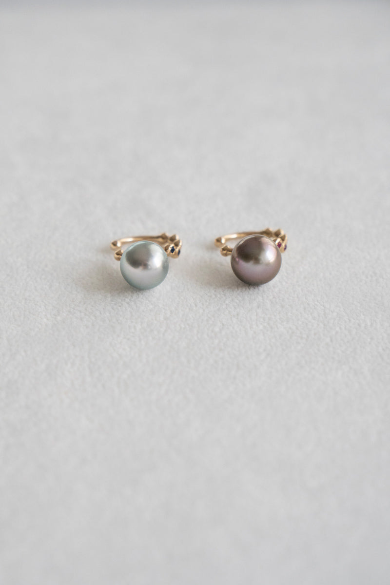 MINIMUMNUTS South sea pearl cup blue sapphire ear cuff /K10