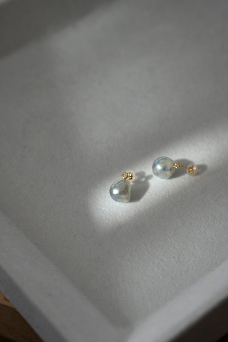 MINIMUMNUTS AKOYA baroque pearl pair pierce Akoya pearl pair pierce/K18