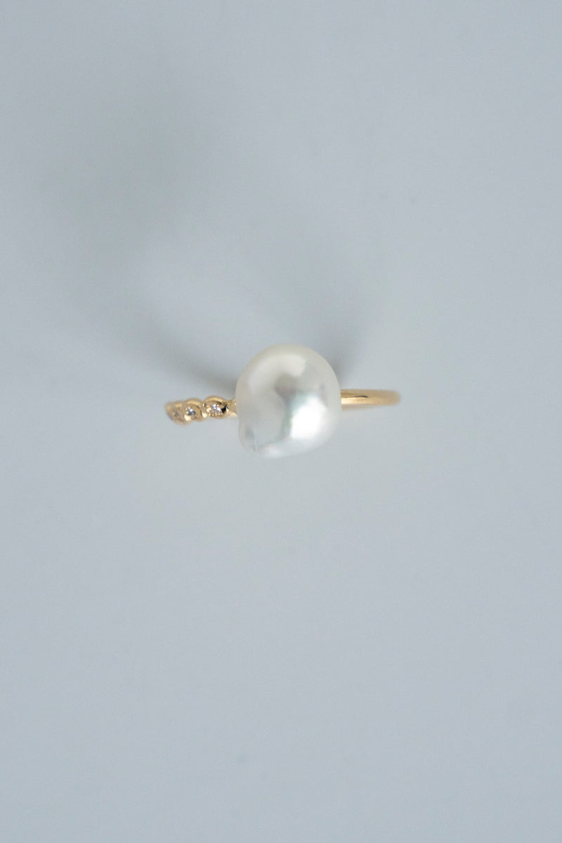 MINIMUMNUTS Cupring broque pearl diamond ring /K18