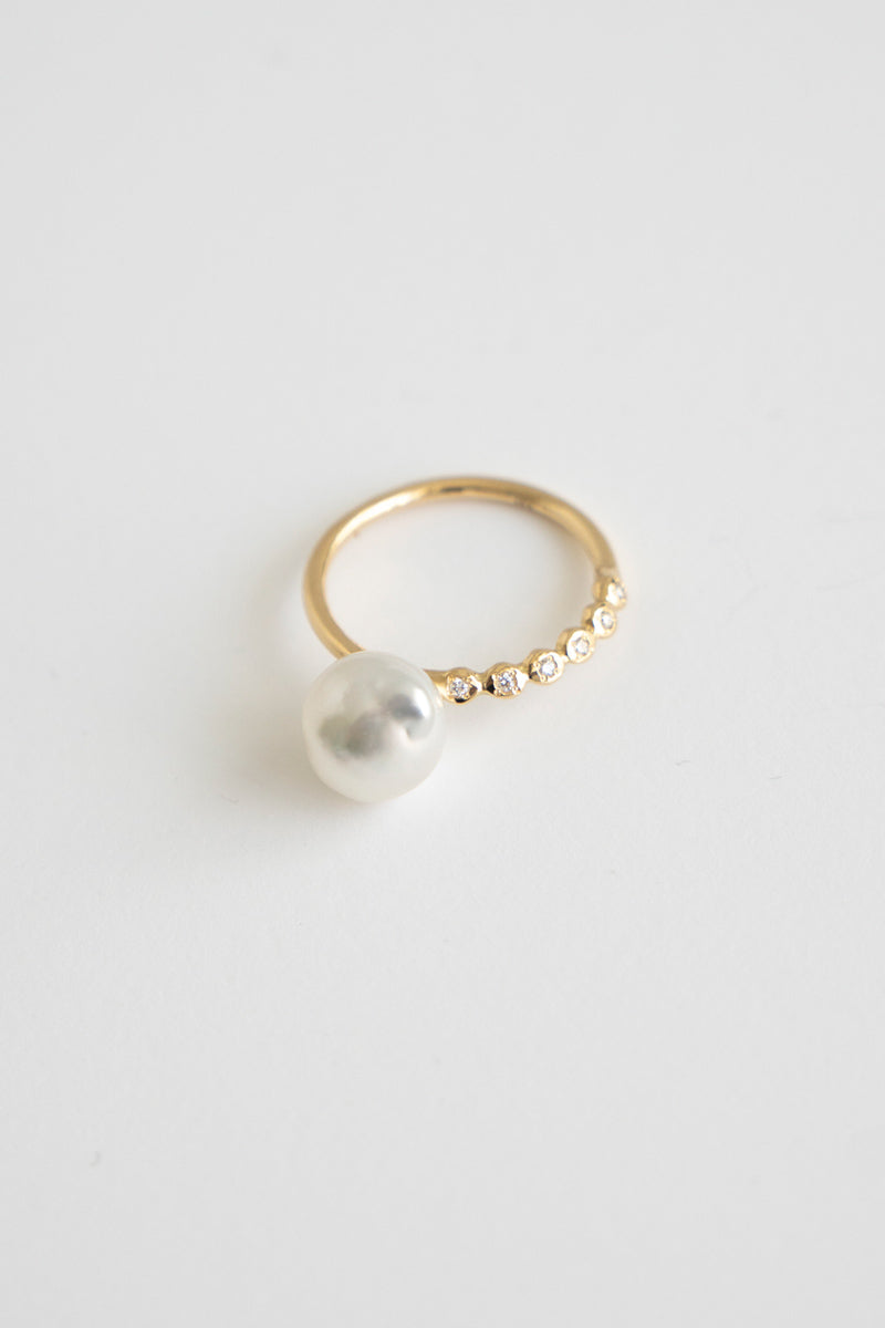 MINIMUMNUTS Cupring broque pearl diamond ring /K18