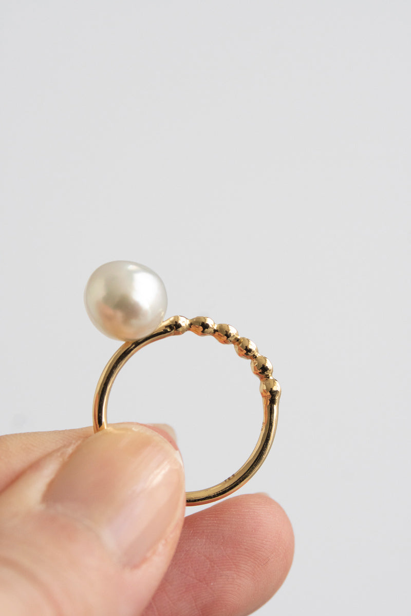 MINIMUMNUTS Cupring broque pearl diamond ring /K18