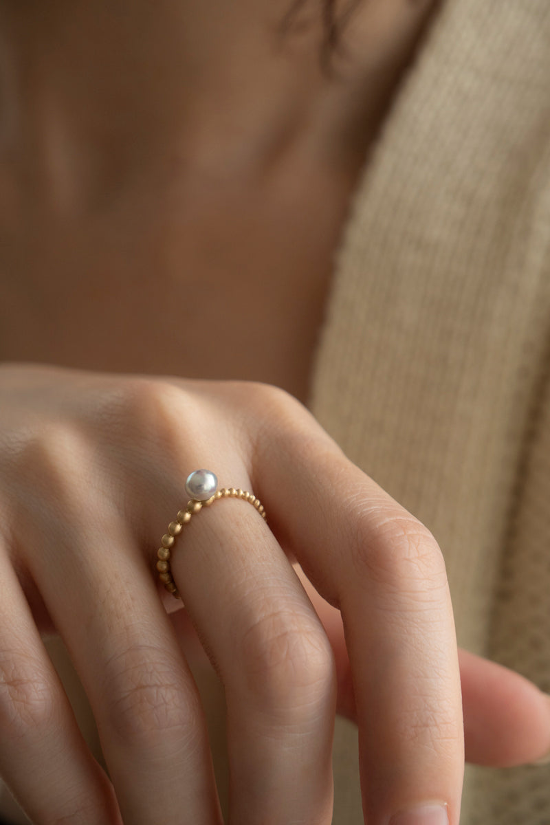 MINIMUMNUTS Dots Akoya Pearl Ring /K18