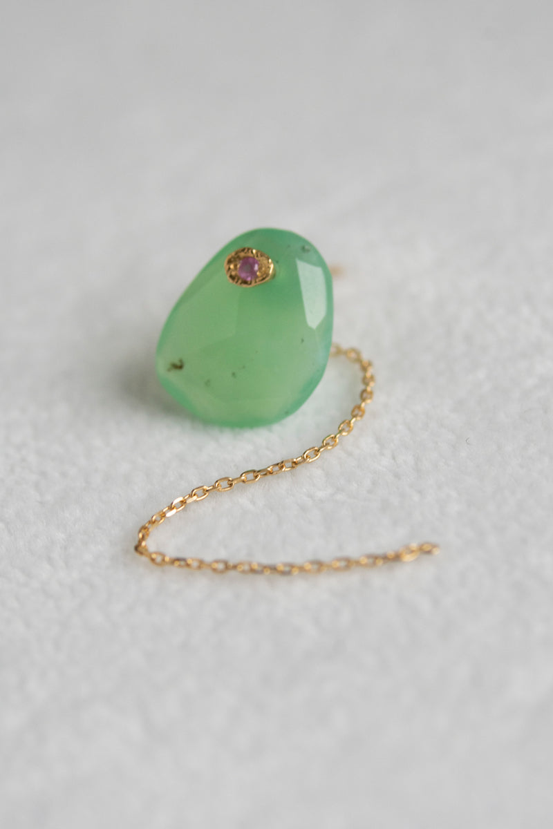 MONAKAjewellery flat chrysoprase pierce /K18