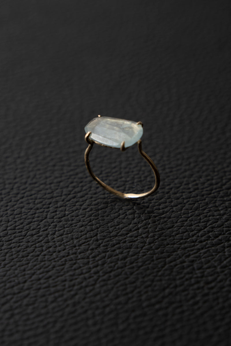 MONAKA jewellery flat stone Aquamarine Ring /K14