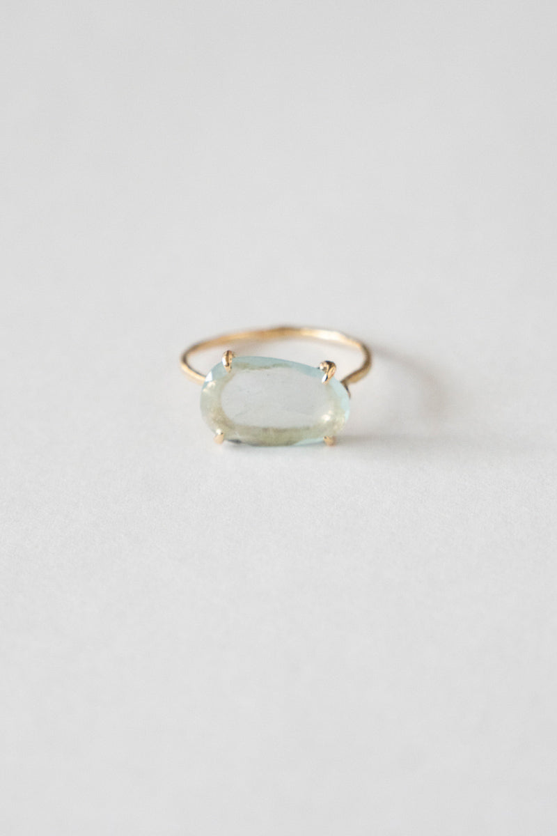 MONAKA jewellery flat stone Aquamarine Ring /K14