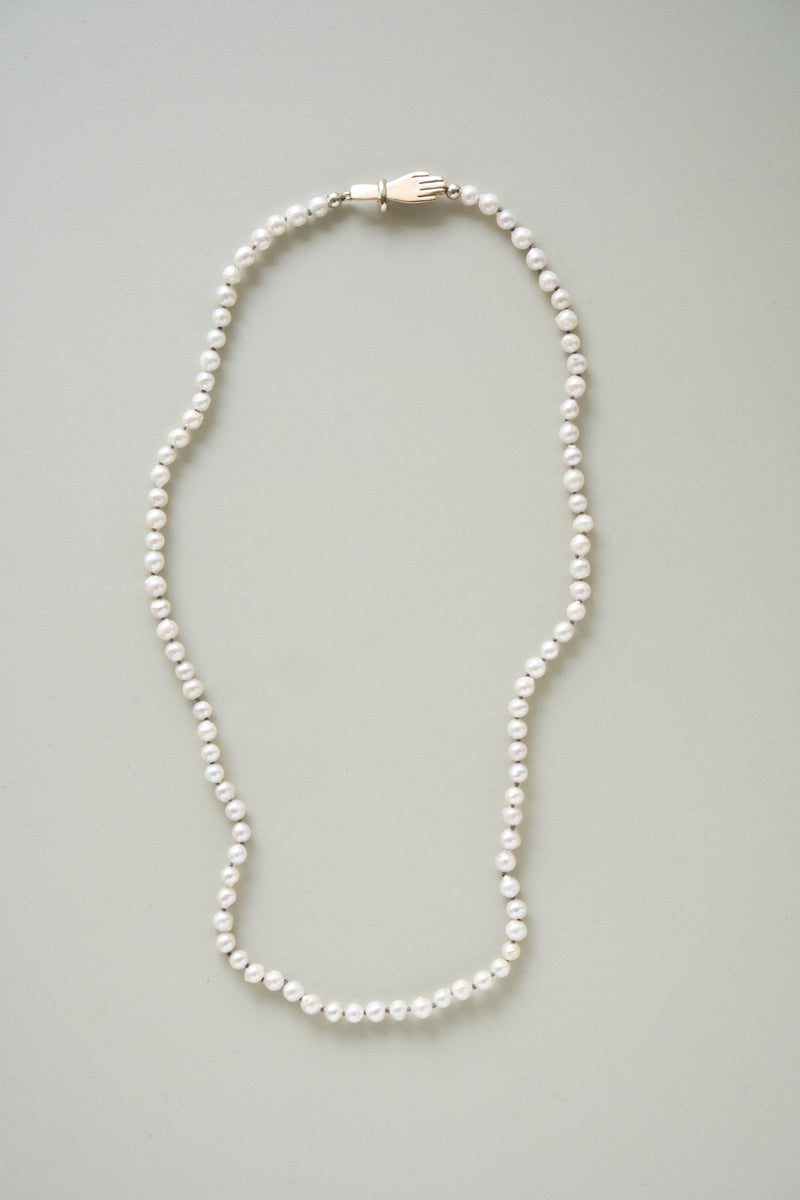 PALA Hand end natural AKOYA pearl all knotted necklace /K10