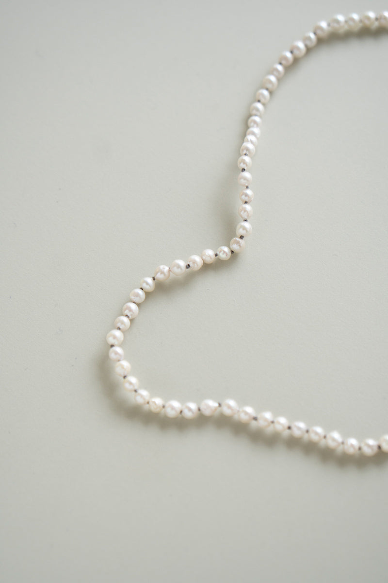 PALA Hand end natural AKOYA pearl all knotted necklace White Akoya pearl necklace /K10 