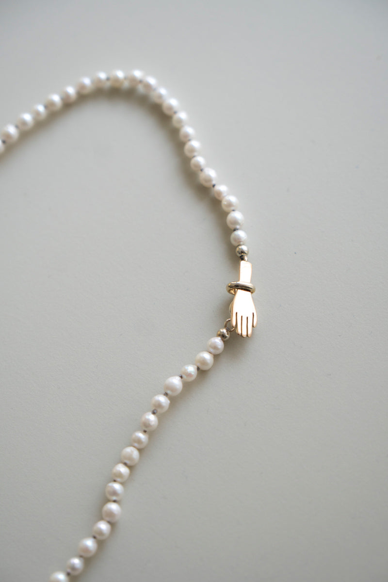 PALA Hand end natural AKOYA pearl all knotted necklace /K10