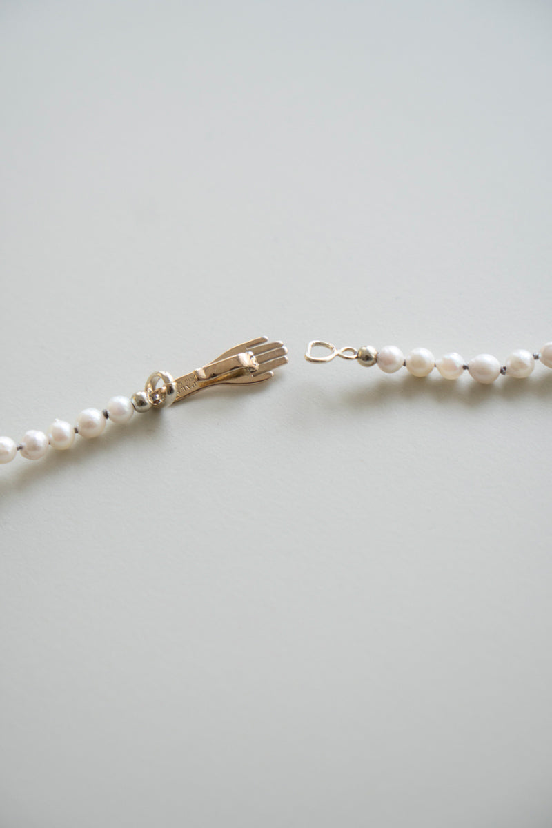 PALA Hand end natural AKOYA pearl all knotted necklace White Akoya pearl necklace /K10 