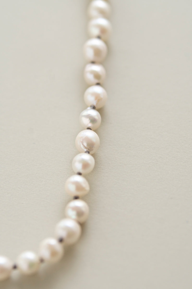 PALA Hand end natural AKOYA pearl all knotted necklace White Akoya pearl necklace /K10 