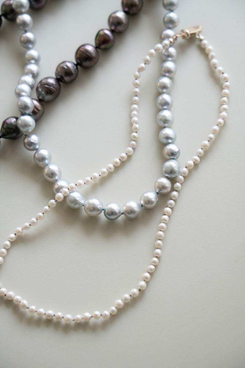 PALA Hand end natural AKOYA pearl all knotted necklace /K10