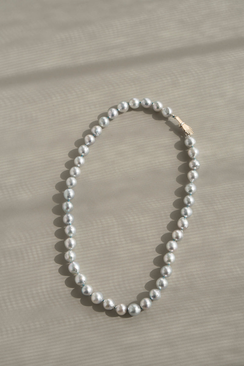 PALA Hand end natural AKOYA pearl all knotted necklace /K10