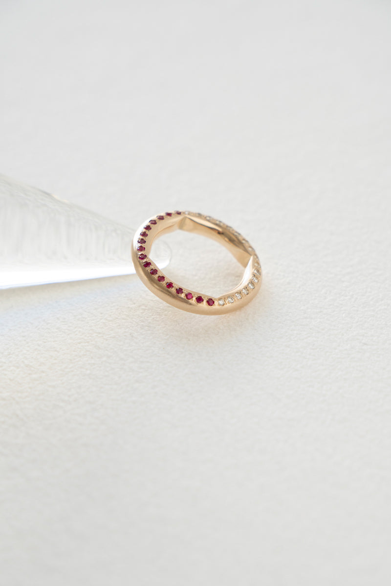 PALA Round ring Ruby&Diamond side eternity /K10 /K18