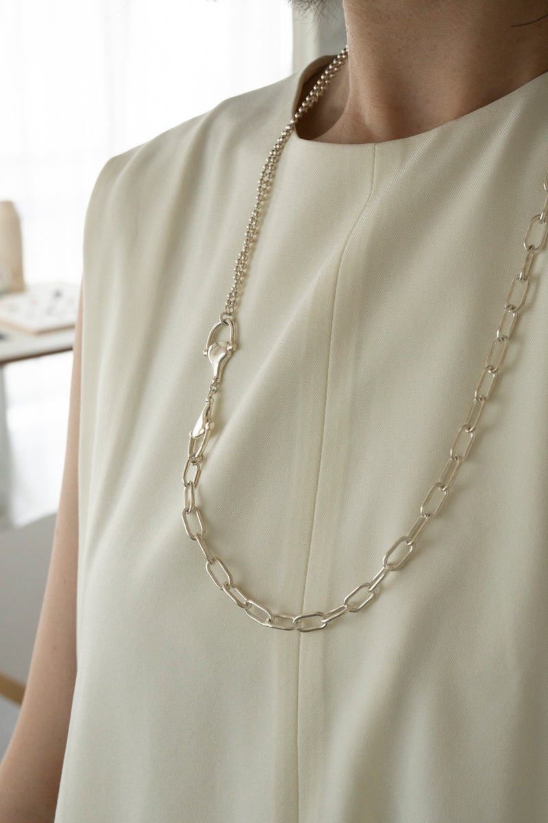 POLYTERON Chain long necklace /Silver