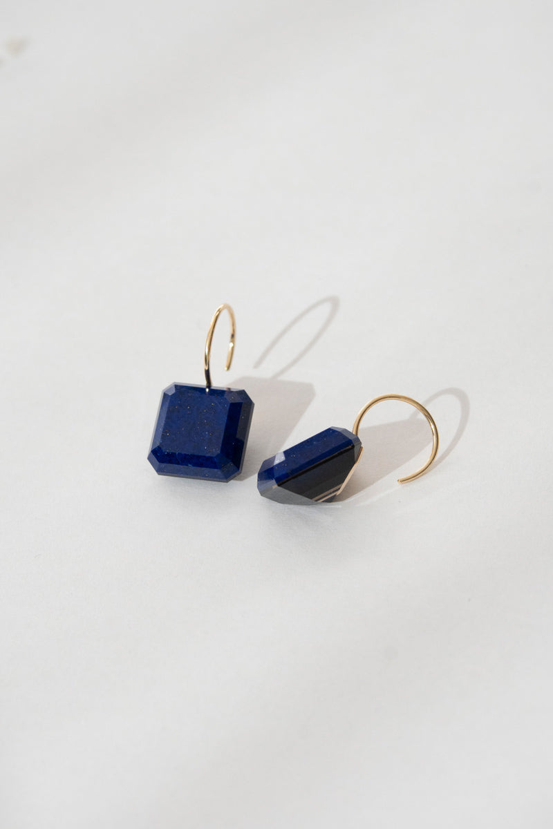 simmon Doublet hook pierced earrings Lapis lazuli /K10