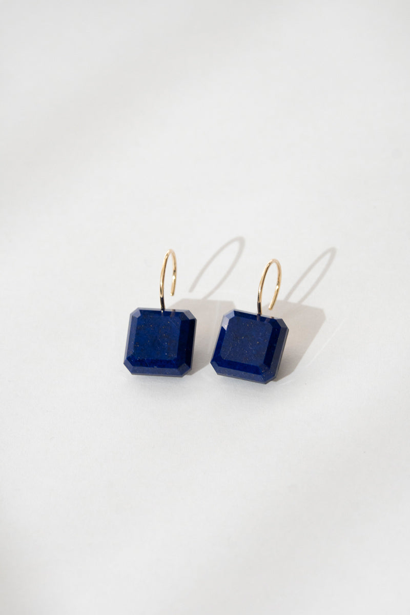 simmon Doublet hook pierced earrings Lapis lazuli /K10