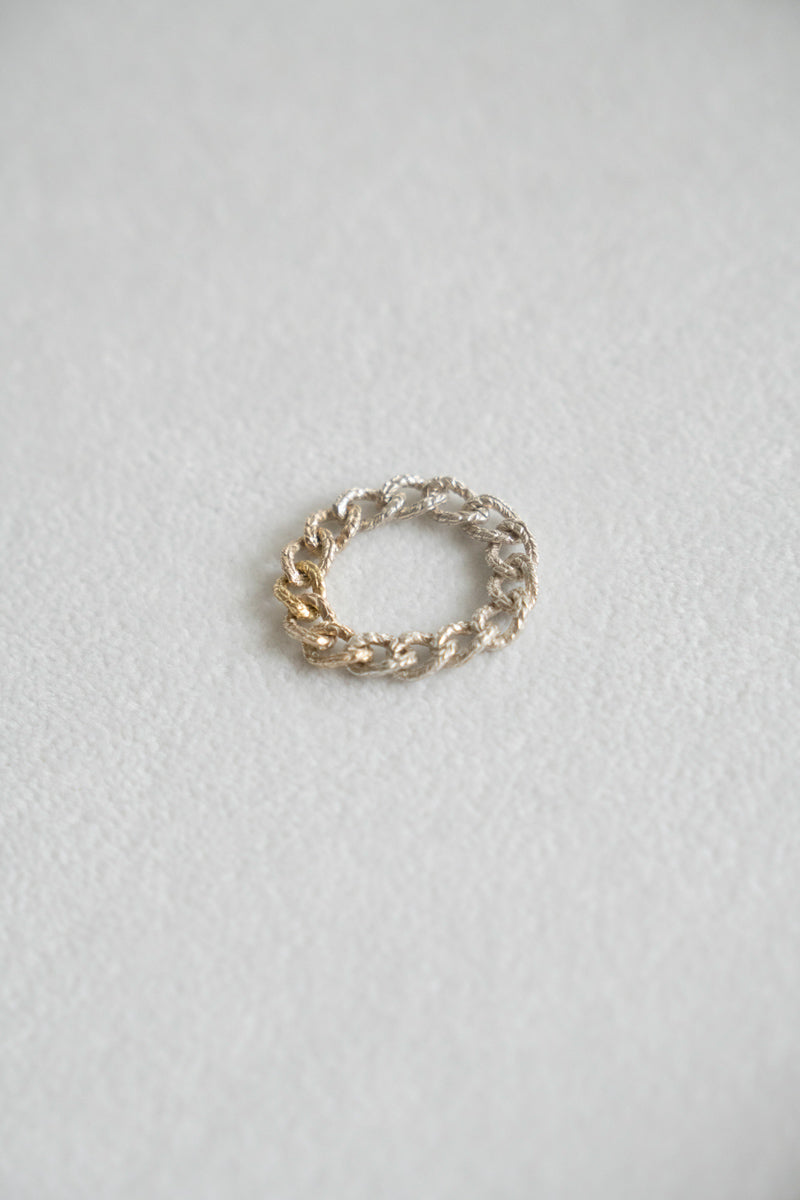 simmon Knit Chain Ring Narrow Aurora /SV&amp;K10&amp;K18