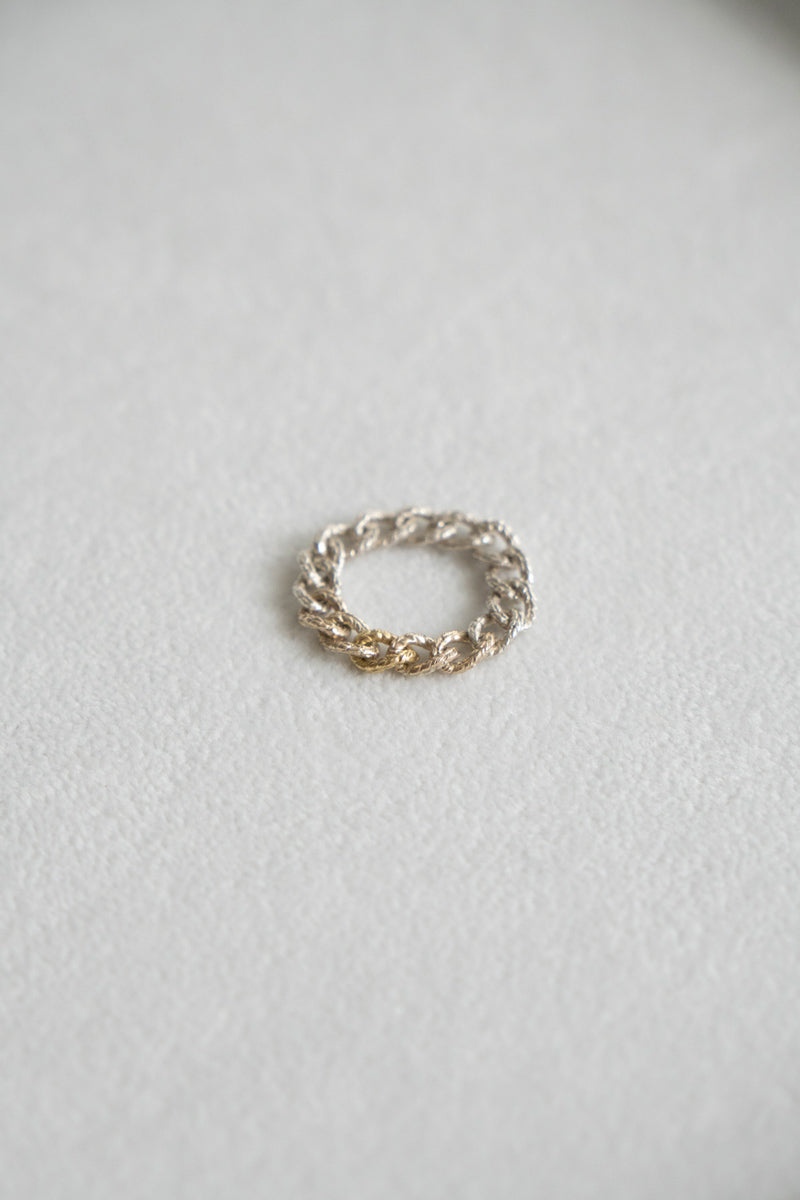 simmon Knit Chain Ring Narrow Aurora /SV&amp;K10&amp;K18