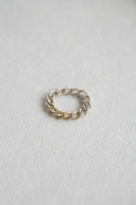 simmon Knit Chain Ring Narrow Aurora /SV&amp;K10&amp;K18